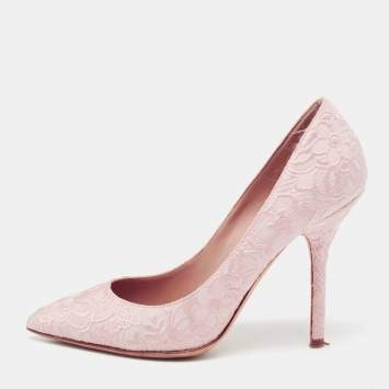 Pre Owned Dolce & Gabbana Pink Brocade Fabric Pointed Toe Pumps Size 35