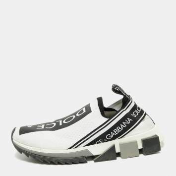 Pre Owned Dolce & Gabbana White Fabric Sorrento  Sneakers Size 39.5
