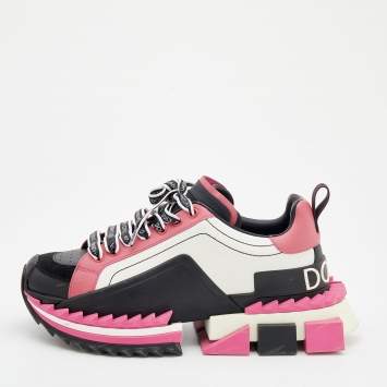 Pre Owned Dolce & Gabbana Multicolor Leather Super Queen Platform Sneakers Size 40