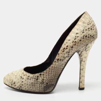 Pre Owned Dolce & Gabbana Beige/Brown Python Leather Pumps Size 37.5