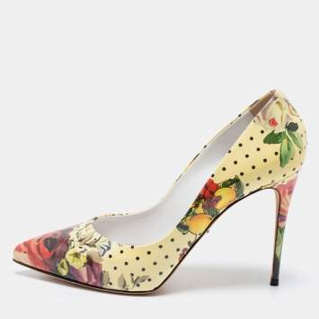Pre Owned Dolce & Gabbana Multicolor Floral Printed Patent Leather Pointed Toe Pumps Size 40