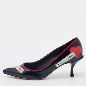 Pre Owned Dolce & Gabbana Black Leather L' Amore E' Bellezza Pumps Size 40