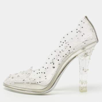مملوكة مسبقًا Dolce & Gabbana Transparent PVC Crystal Embellished Pumps Size 37