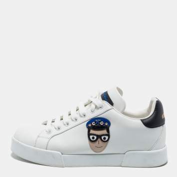 Pre Owned Dolce & Gabbana White Leather Low Top Sneakers Size 37.5