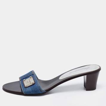 Pre Owned Dolce & Gabbana Blue Denim Slide Sandals Size 39
