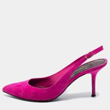 Pre Owned Dolce & Gabbana Pink Suede Slingback Pumps Size 38