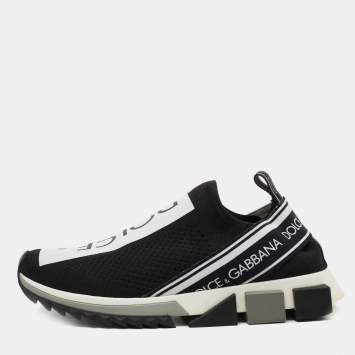 مملوكة مسبقًا Dolce & Gabbana Black/White Knit Fabric Sorrento Slip On Sneakers Size 41