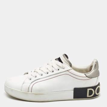 Pre Owned Dolce & Gabbana White Leather Portofino Low Top Sneakers Size 37.5