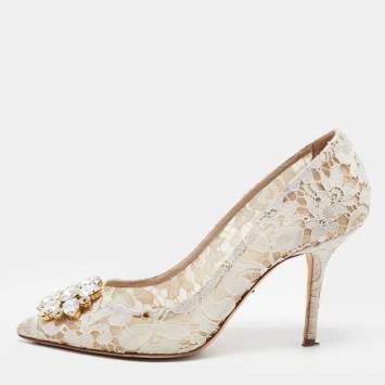 مملوكة مسبقًا Dolce & Gabbana White Lace Bellucci Pumps Size 41