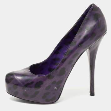 Pre Owned Dolce & Gabbana Purple/Black Patent Leather Platform Pumps Size 39