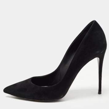 Pre Owned Dolce & Gabbana Black Nubuck Leather Pointed Toe Pumps Size 38.5
