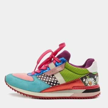 Pre Owned Dolce & Gabbana Multicolor Leather and Suede Low Top Sneakers Size 38