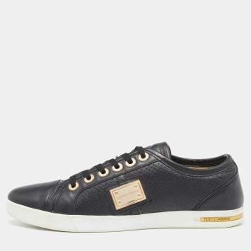 Pre Owned Dolce & Gabbana Black Leather Low Top Sneakers Size 40