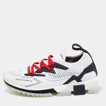 Pre Owned Dolce & Gabbana White/Black Mesh and Rubber Sorrento Sneakers Size 38