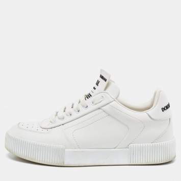 Pre Owned Dolce & Gabbana White Leather Roma Sneakers Size 38