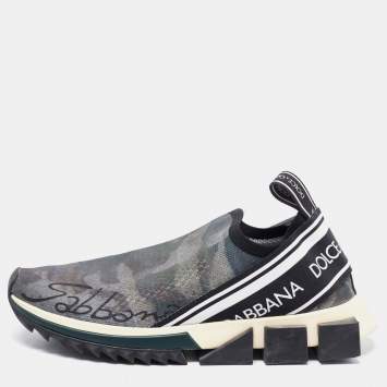 Pre Owned Dolce & Gabbana Camouflage Knit Fabric Sorrento Sneakers Size 39