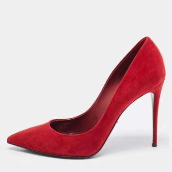 Pre Owned Dolce & Gabbana Red Suede Pointed Toe Pumps Size 38.5