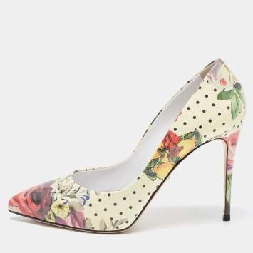 Pre Owned Dolce & Gabbana Multicolor Floral Print Patent Leather Pointed Toe Pumps Size 38