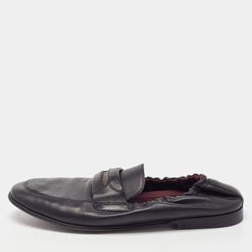Pre Owned Dolce & Gabbana Black Leather Scrunch Loafers Size 39