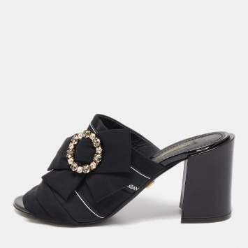 Pre Owned Dolce & Gabbana Black Fabric Slide Sandals Size 39