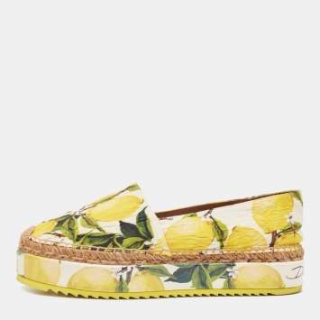 Pre Owned Dolce & Gabbana Multicolor Brocade Fabric Platform Espadrilles Size 39