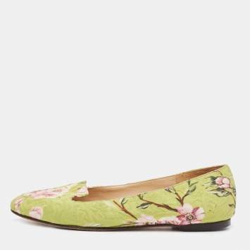 Pre Owned Dolce & Gabbana Multicolor Floral Print Brocade Flat Smoking Slippers Size 36