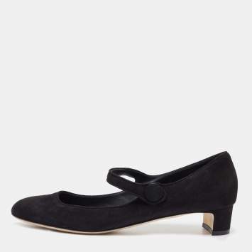 Pre Owned Dolce & Gabbana Black Suede Mary Jane Pumps Size 40