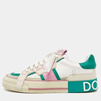 Pre Owned Dolce & Gabbana Multicolor Leather and Suede Custom 2.Zero Sneakers Size 38