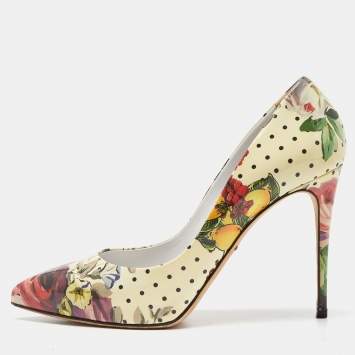 Pre Owned Dolce & Gabbana Multicolor Floral Print Patent Leather Pointed Toe Pumps Size 38