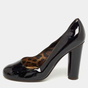 Pre Owned Dolce & Gabbana Black Patent Leather Round Toe Pumps Size 40