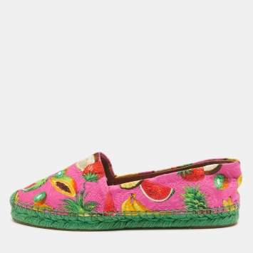 مملوكة مسبقًا Dolce & Gabbana Pink Lurex Fabric Espadrille Flats Size 38