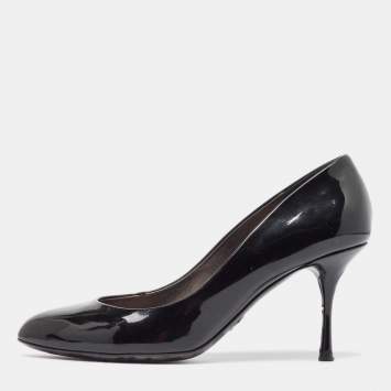 Pre Owned Dolce & Gabbana Black Patent Leather Pumps Size 38