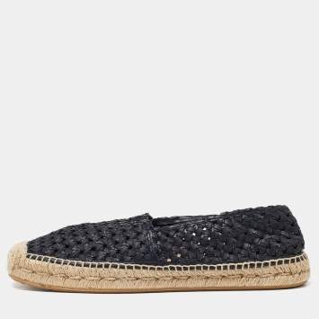 مملوكة مسبقًا Dolce & Gabbana Blue Woven Leather Espadrille Flats Size 40