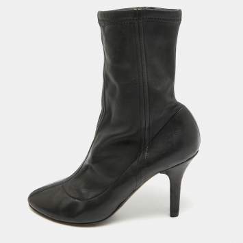 Pre Owned Dolce & Gabbana Black Leather Ankle Boots Size 37