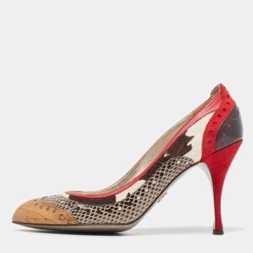 Pre Owned Dolce & Gabbana Multicolor Snakeskin and Leather Pumps Size 41