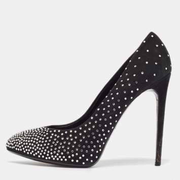 Pre Owned Dolce & Gabbana Black Suede Crystal Embellished Pumps Size 40