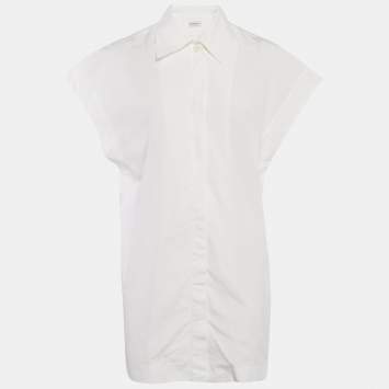 Pre Owned Dries van Noten White Cotton Button Front Shirt Dress S