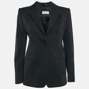 Pre Owned Dries van Noten Navy Blue Wool Single Breasted Blazer S 