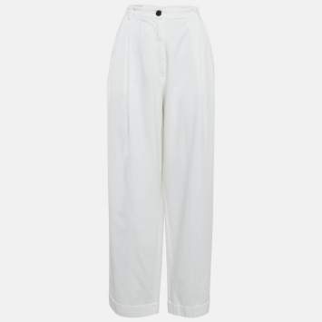 Pre Owned Dries van Noten White Cotton Drill Tapered Jeans L Waist 32"