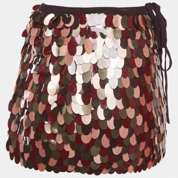 Pre Owned Dries van Noten Purple Gabrina Sequin Embellished Chiffon Mini Skirt XS