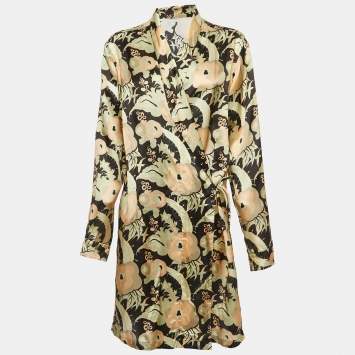 Pre Owned Dries van Noten Multicolor Floral Printed Satin Jacket L