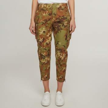 Pre Owned Dsquared2 Green Camouflage Print Nylon Cropped Cargo Pants M