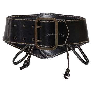 Pre Owned DSquared2 Black Leather Buckle Waist Belt Medium