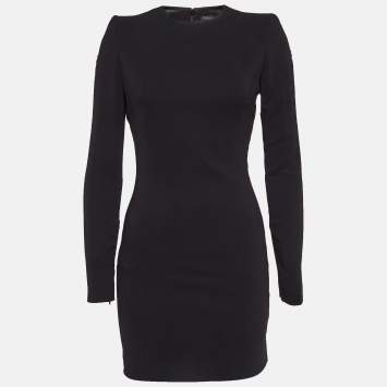 Pre Owned Dsquared2 Black Mesh Trim Crepe Zipper Detail Mini Dress S