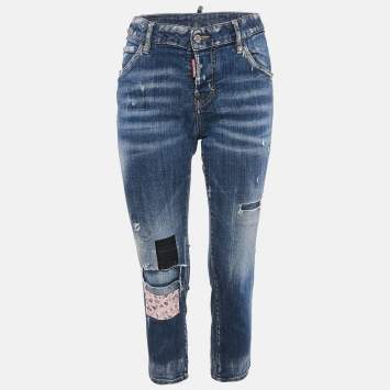 Pre Owned Dsquared2 Blue Distressed Denim Cool Girl Jeans S Waist 30"