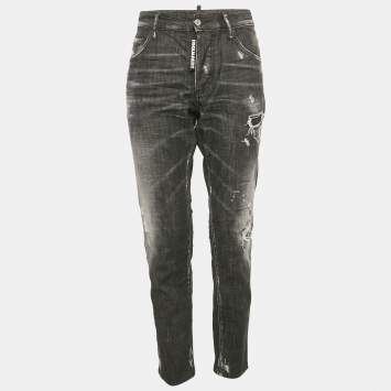 Pre Owned Dsquared2 Black Distressed Denim Dan Jeans S Waist 30"