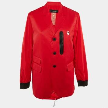 Pre Owned جاكيت دي سكويرد 2 X خليج هدسون بطبعة حمراء قطن و نايلون افتتاحية الأولمبياد مقاس كبير