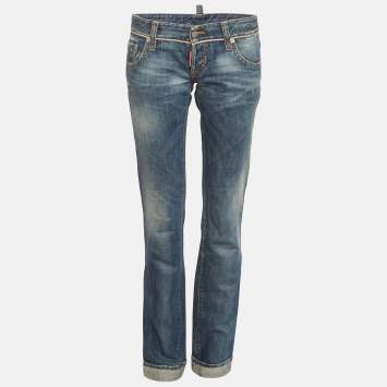 مملوكة مسبقًا Dsquared2 Blue Denim Distressed Jeans S/Waist 30"