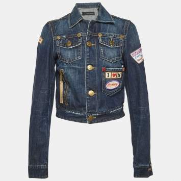 Pre Owned Dsquared2 Blue Embroidered Denim Jacket M
