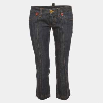 مملوكة مسبقًا بنطلون جينز ديسكويد2 أزرق دينيم ممزق بقصة ضيقة مقاس كبير/خصر 31